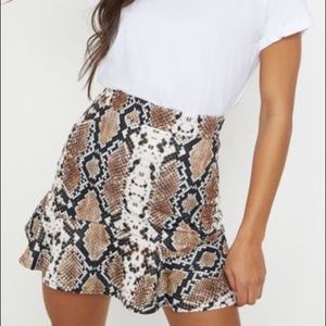 Pretty Little Thing Taupe Snake Skin Mini Skirt